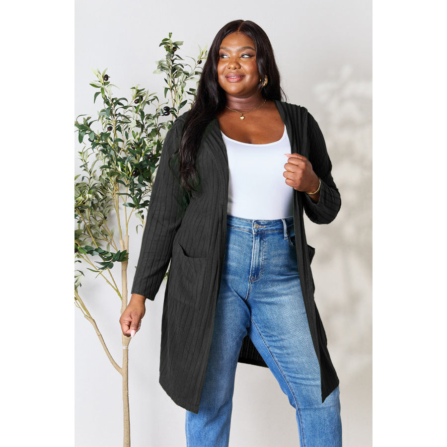 Basic Bae Full Size Hooded Sweater Cardigan Apparel and Accessories