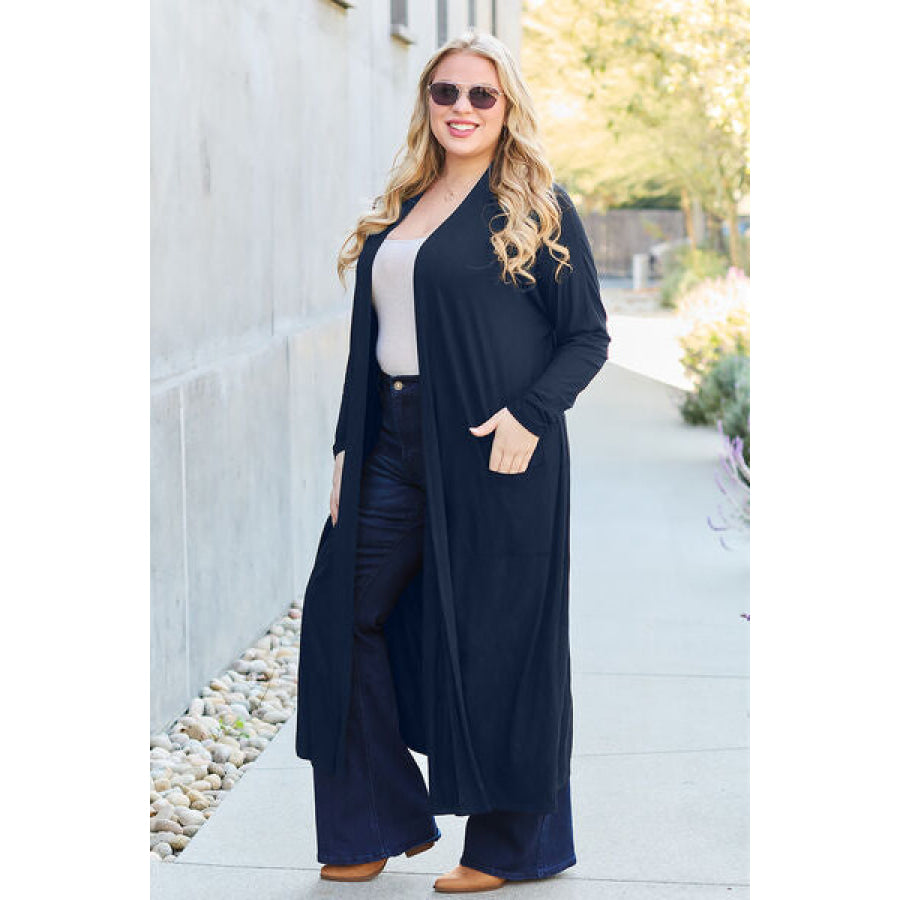 Basic Bae Full Size Open Front Long Sleeve Cover Up Apparel and Accessories