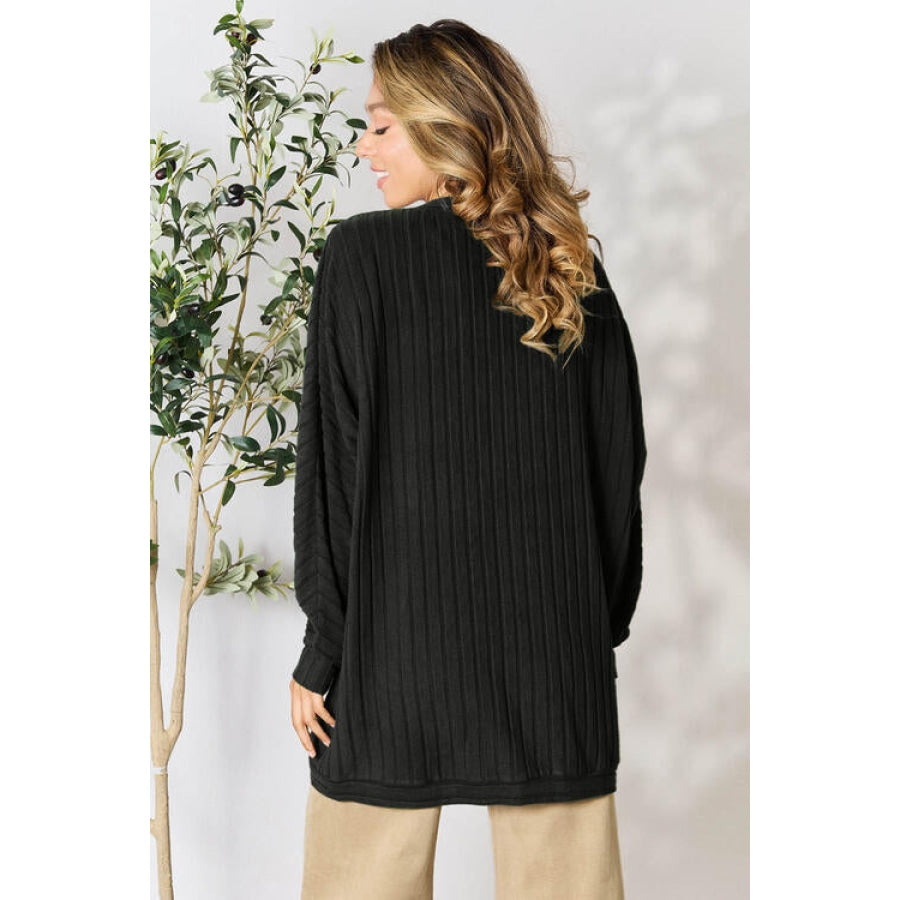 Basic Bae Full Size Ribbed Cocoon Cardigan Black / S Clothing
