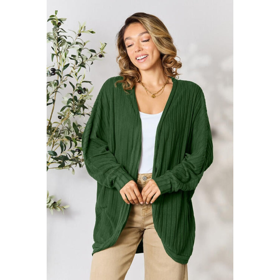 Basic Bae Full Size Ribbed Cocoon Cardigan Green / S Clothing