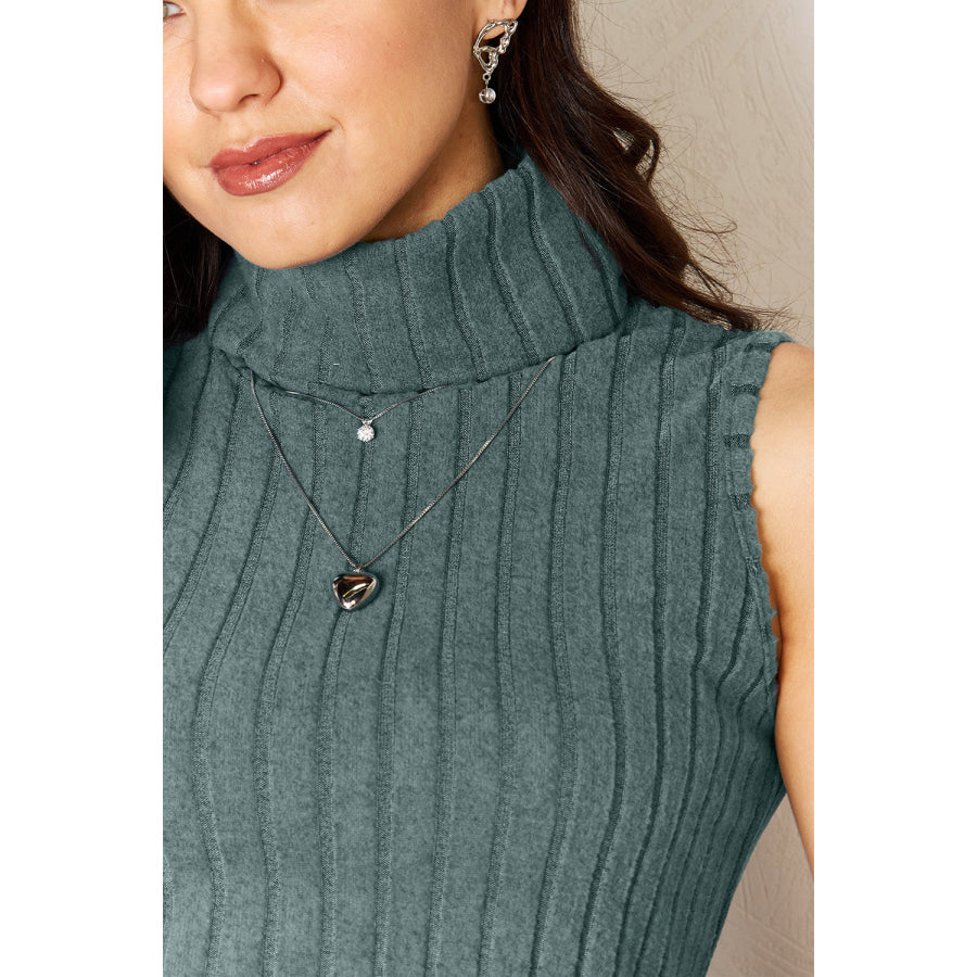 Basic Bae Full Size Ribbed Turtleneck Tank Apparel and Accessories