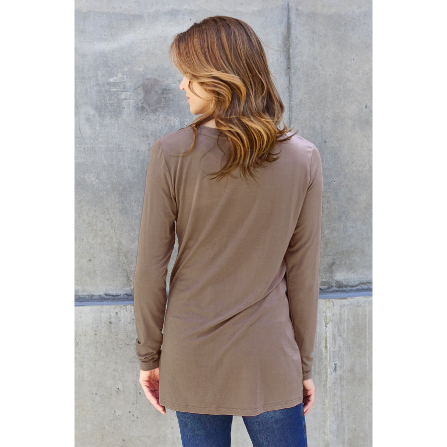 Basic Bae Full Size Round Neck Long Sleeve Top Apparel and Accessories