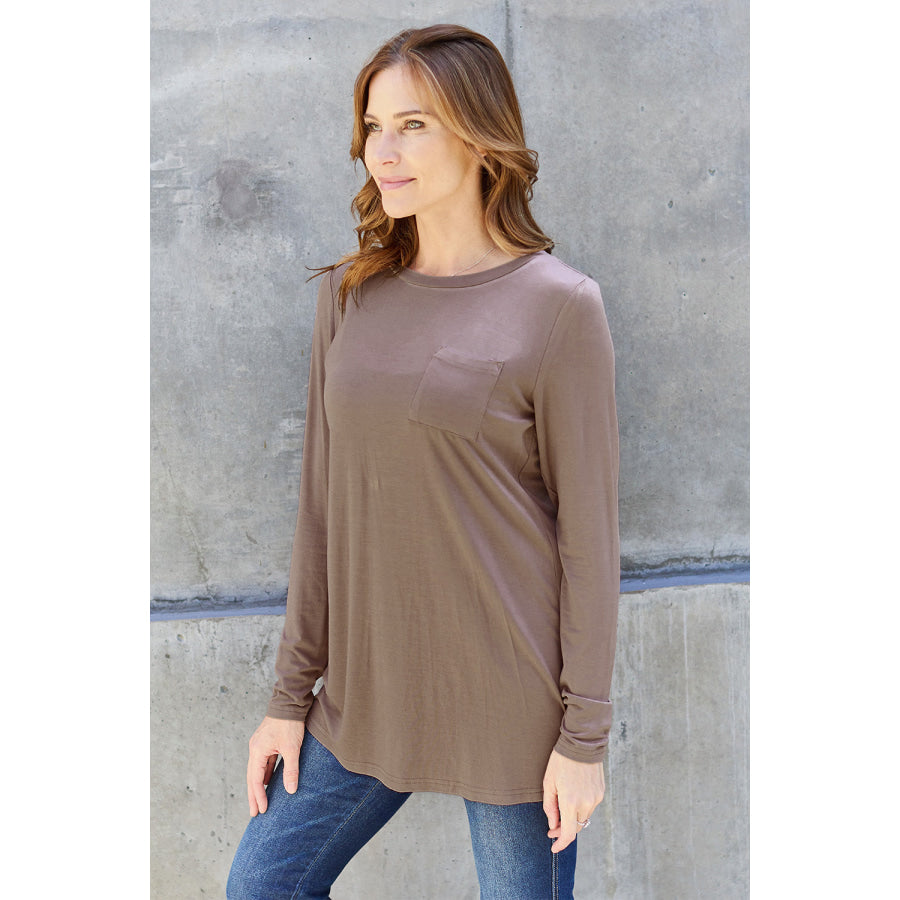 Basic Bae Full Size Round Neck Long Sleeve Top Apparel and Accessories