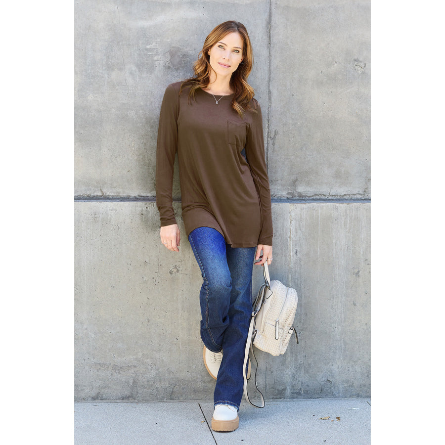 Basic Bae Full Size Round Neck Long Sleeve Top Apparel and Accessories