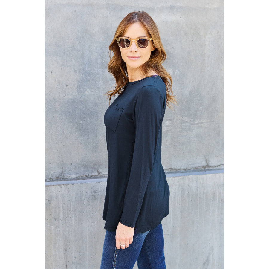 Basic Bae Full Size Round Neck Long Sleeve Top Apparel and Accessories