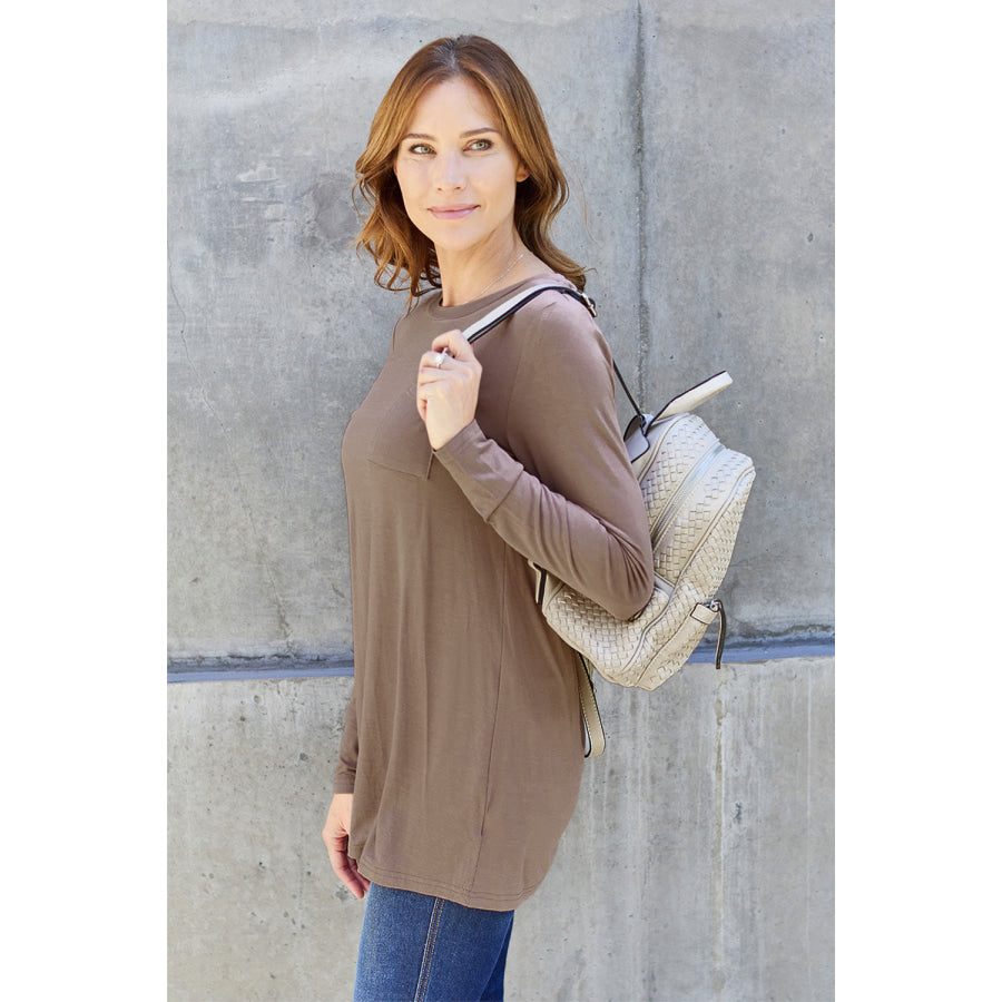 Basic Bae Full Size Round Neck Long Sleeve Top Apparel and Accessories