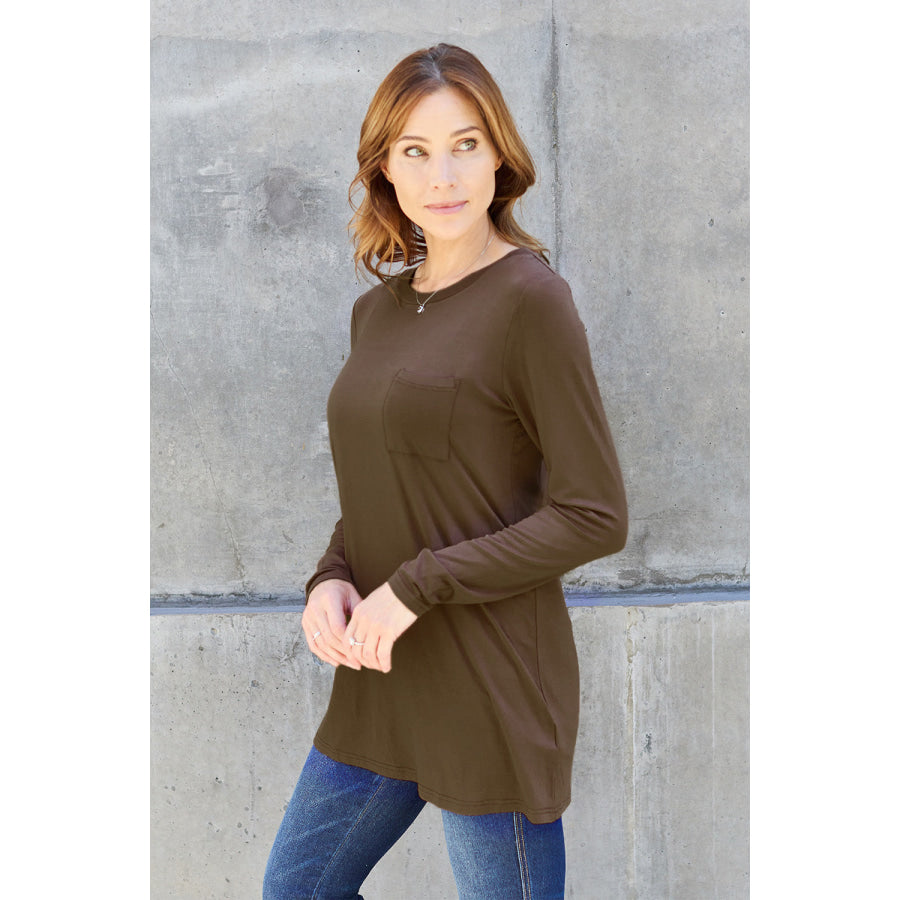Basic Bae Full Size Round Neck Long Sleeve Top Apparel and Accessories