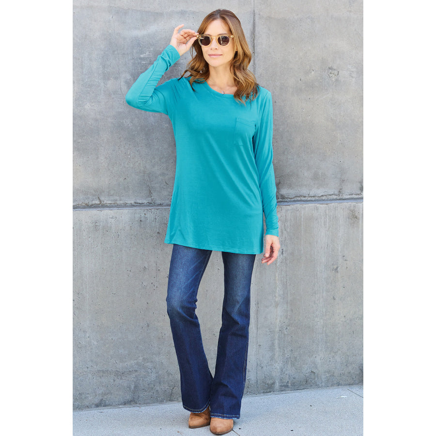 Basic Bae Full Size Round Neck Long Sleeve Top Apparel and Accessories