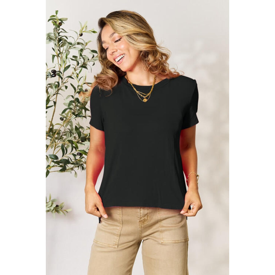 Basic Bae Full Size Round Neck Short Sleeve T-Shirt Black / S Clothing
