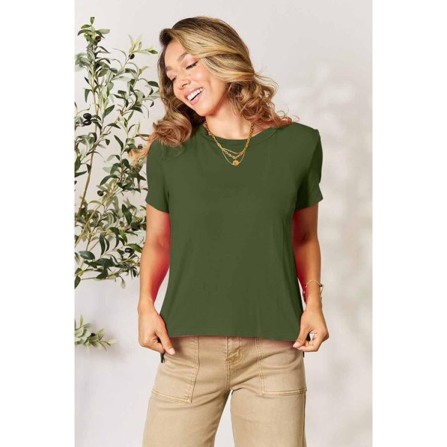 Basic Bae Full Size Round Neck Short Sleeve T-Shirt Moss / S