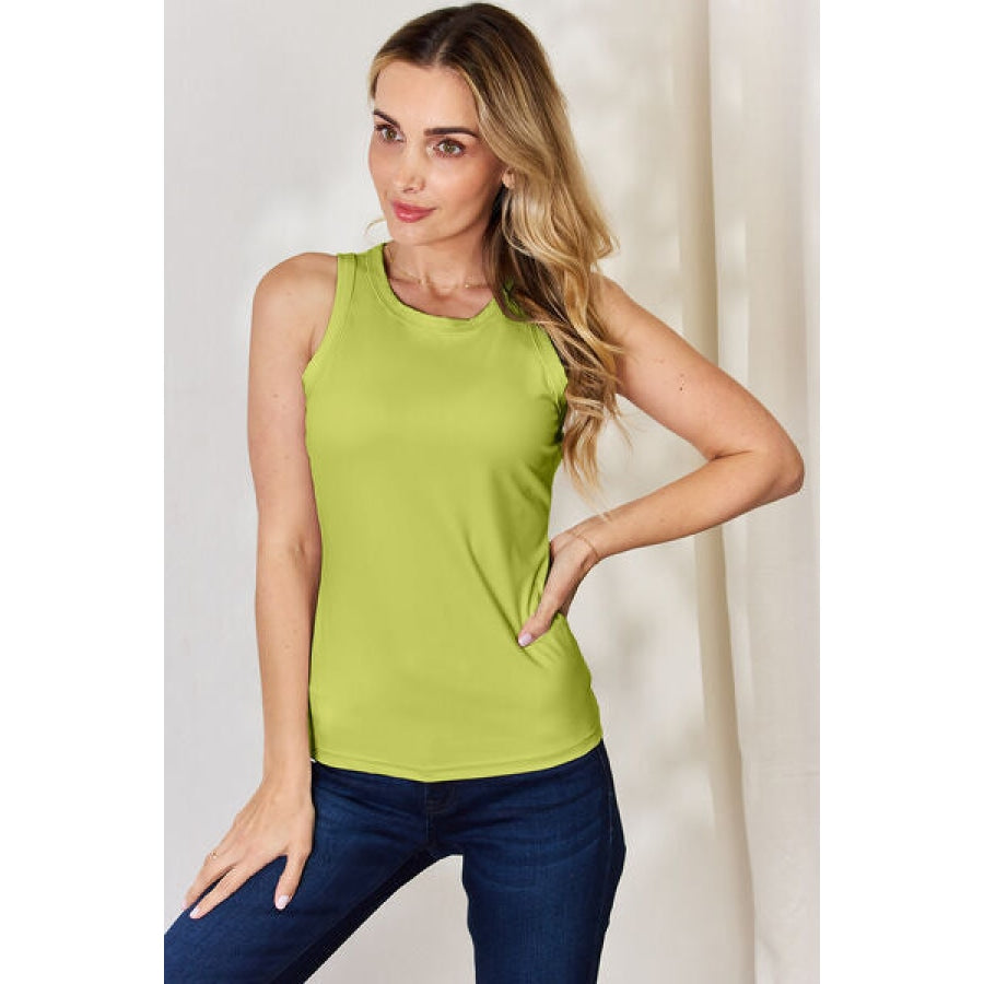 Basic Bae Full Size Round Neck Slim Tank Lime / S Apparel and Accessories