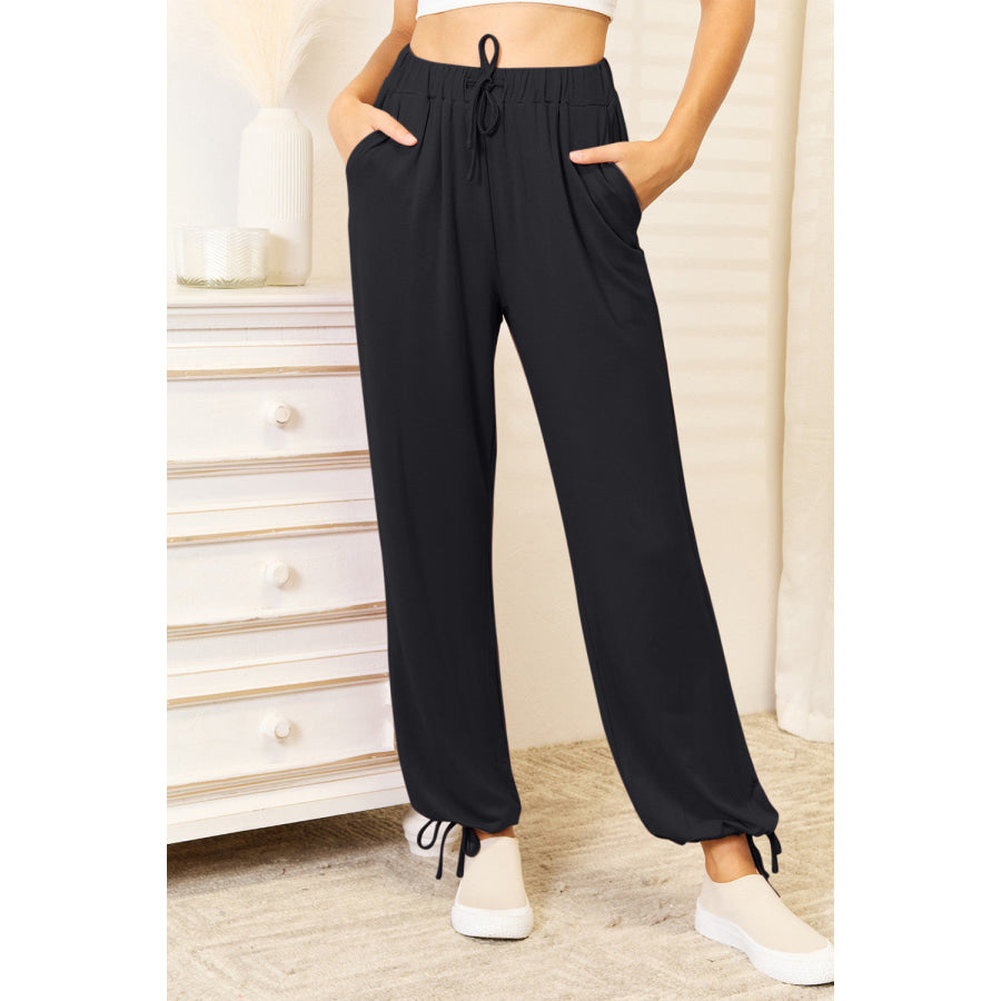 Basic Bae Full Size Soft Rayon Drawstring Waist Pants with Pockets Apparel and Accessories