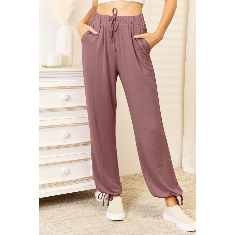 Basic Bae Full Size Soft Rayon Drawstring Waist Pants with Pockets Apparel and Accessories