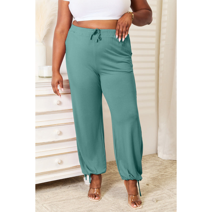 Basic Bae Full Size Soft Rayon Drawstring Waist Pants with Pockets Apparel and Accessories