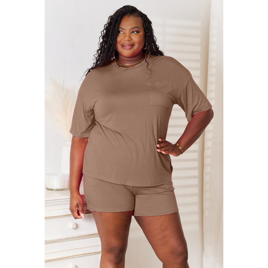 Basic Bae Full Size Soft Rayon Half Sleeve Top and Shorts Set Apparel and Accessories