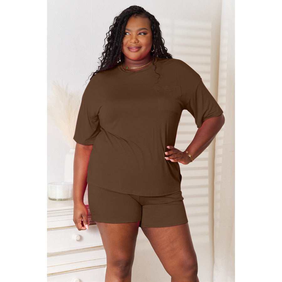 Basic Bae Full Size Soft Rayon Half Sleeve Top and Shorts Set Apparel and Accessories