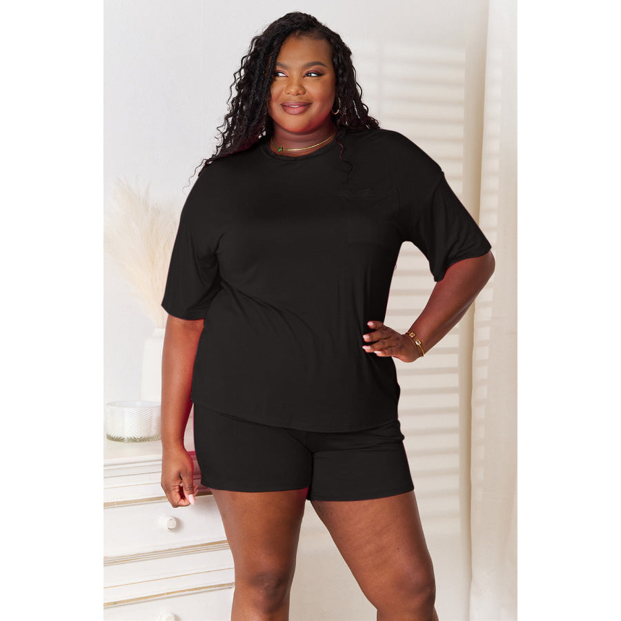 Basic Bae Full Size Soft Rayon Half Sleeve Top and Shorts Set Apparel and Accessories