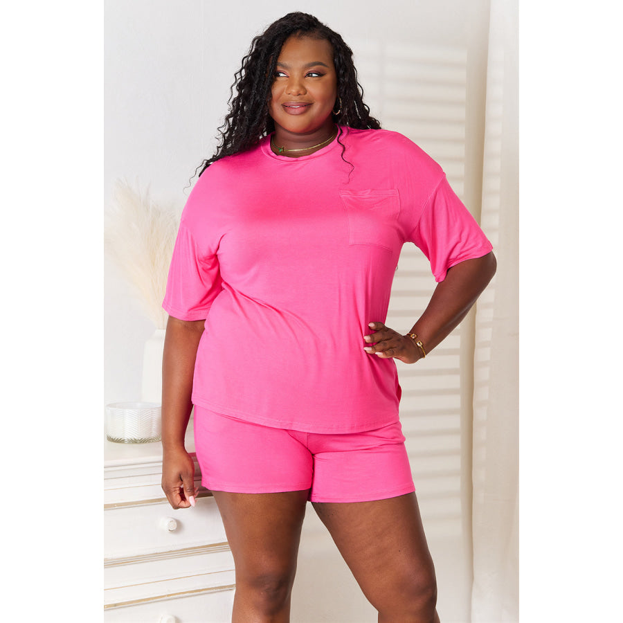 Basic Bae Full Size Soft Rayon Half Sleeve Top and Shorts Set Apparel and Accessories