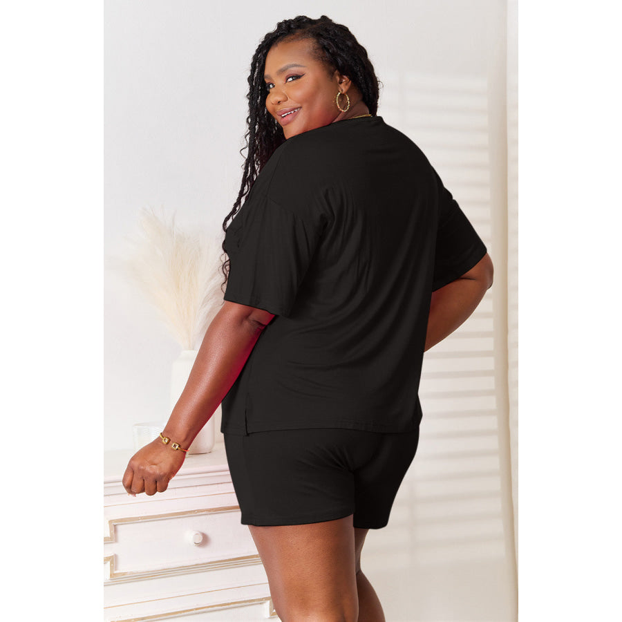 Basic Bae Full Size Soft Rayon Half Sleeve Top and Shorts Set Apparel and Accessories