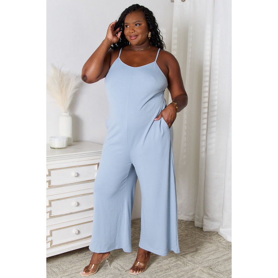 Basic Bae Full Size Spaghetti Strap V-Neck Jumpsuit Apparel and Accessories