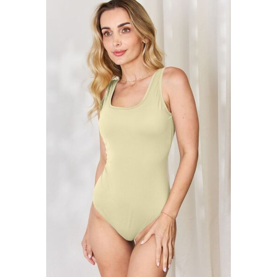 Basic Bae Full Size Square Neck Sleeveless Bodysuit Beige / S Apparel and Accessories