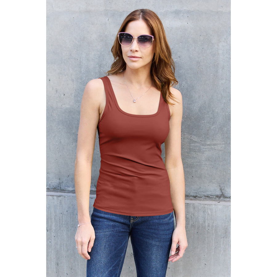 Basic Bae Full Size Square Neck Wide Strap Tank Deep Red / S Apparel and Accessories