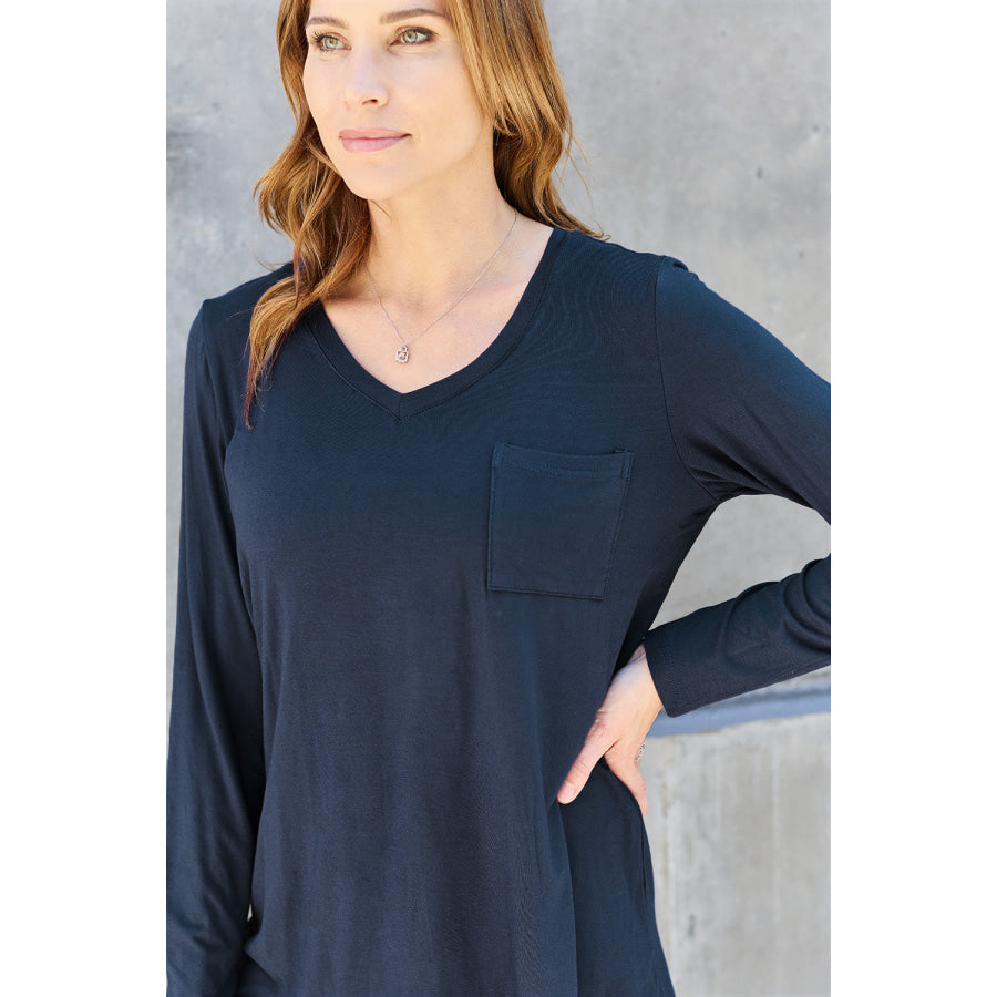 Basic Bae Full Size V-Neck Long Sleeve Top Apparel and Accessories