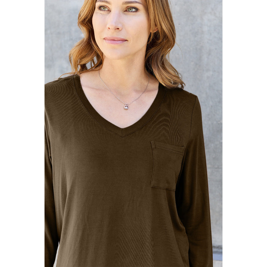 Basic Bae Full Size V-Neck Long Sleeve Top Apparel and Accessories