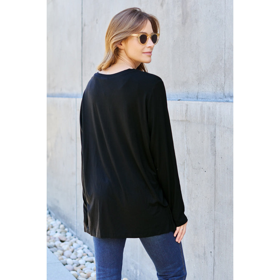 Basic Bae Full Size V-Neck Long Sleeve Top Apparel and Accessories