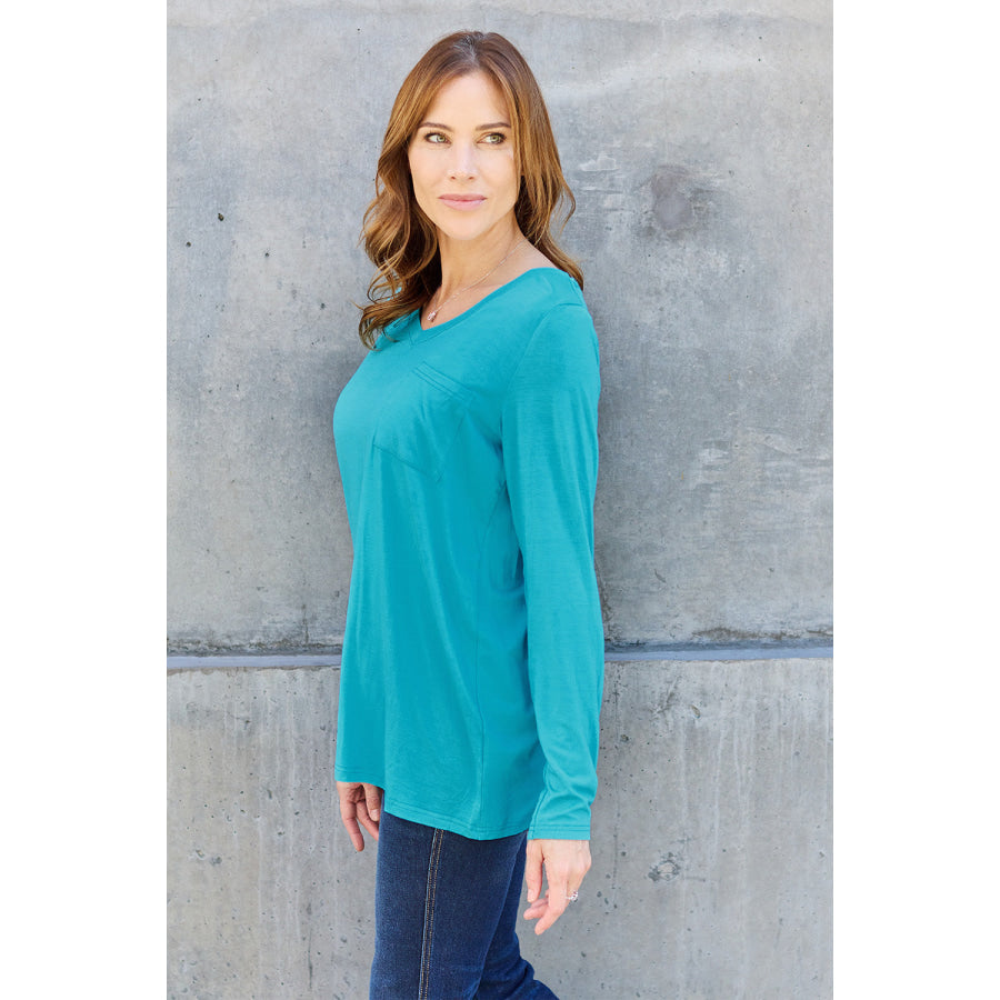 Basic Bae Full Size V-Neck Long Sleeve Top Apparel and Accessories