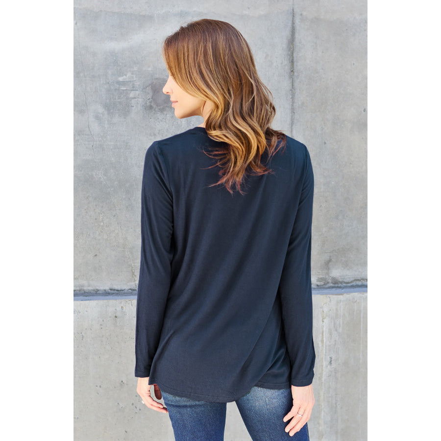 Basic Bae Full Size V-Neck Long Sleeve Top Apparel and Accessories