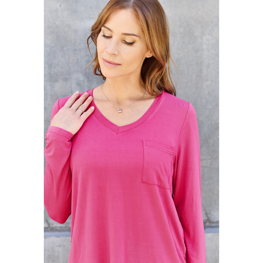 Basic Bae Full Size V-Neck Long Sleeve Top Apparel and Accessories