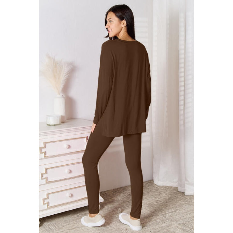 Basic Bae Full Size V-Neck Soft Rayon Long Sleeve Top and Pants Lounge Set