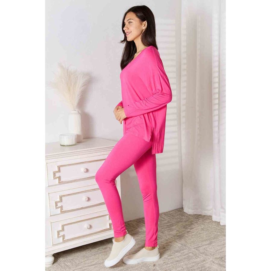 Basic Bae Full Size V-Neck Soft Rayon Long Sleeve Top and Pants Lounge Set