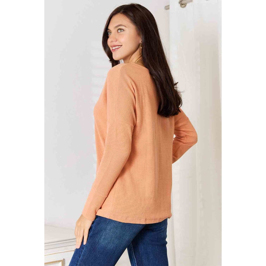 Basic Bae Half Button Long Sleeve Top