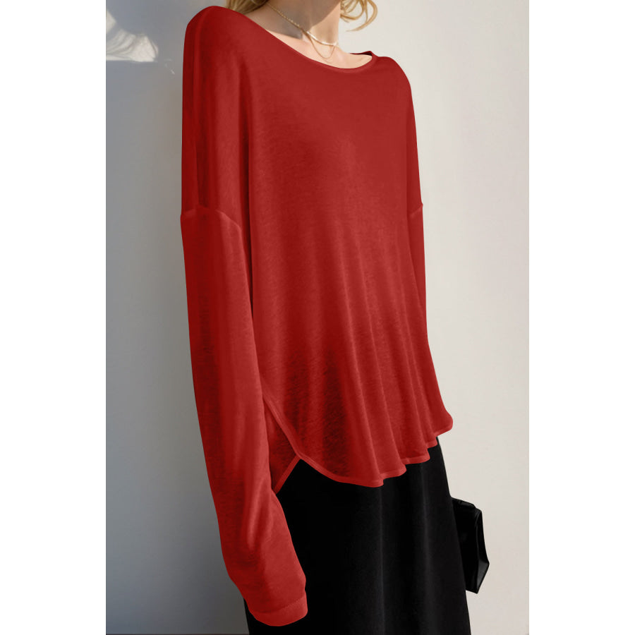 Basic Bae High-Low Long Sleeve T-Shirt Apparel and Accessories