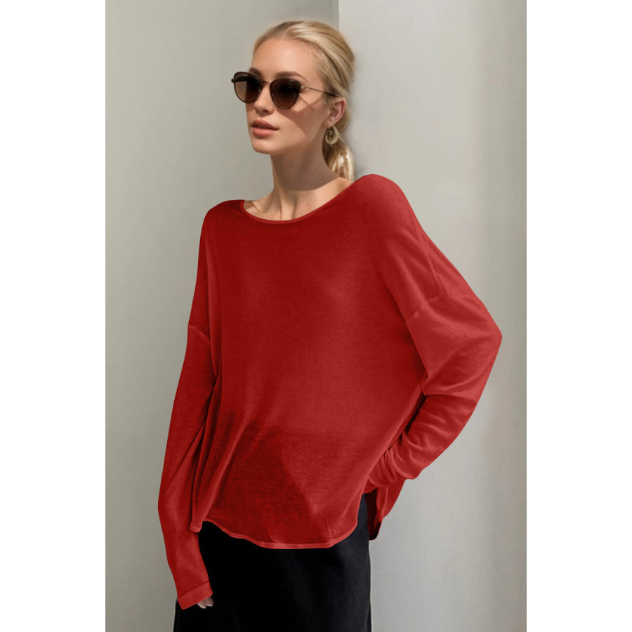 Basic Bae High-Low Long Sleeve T-Shirt Apparel and Accessories