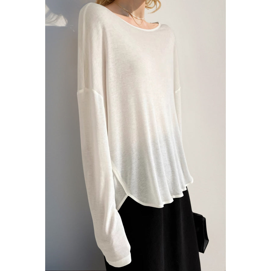 Basic Bae High-Low Long Sleeve T-Shirt Apparel and Accessories