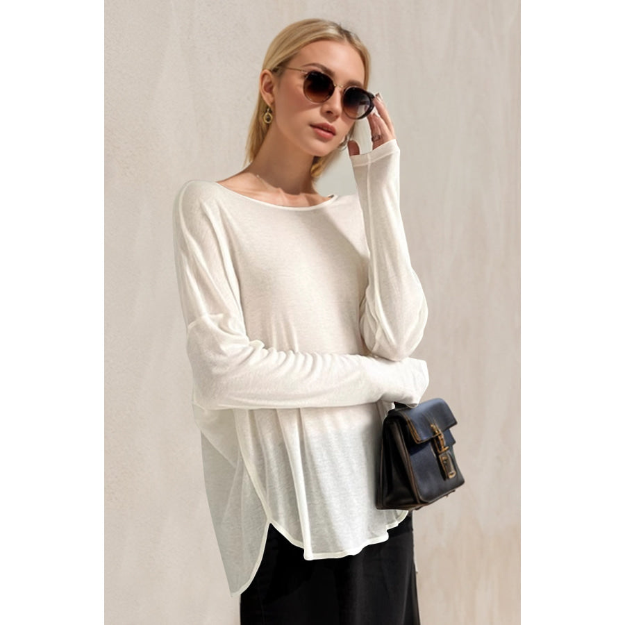 Basic Bae High-Low Long Sleeve T-Shirt White / S Apparel and Accessories