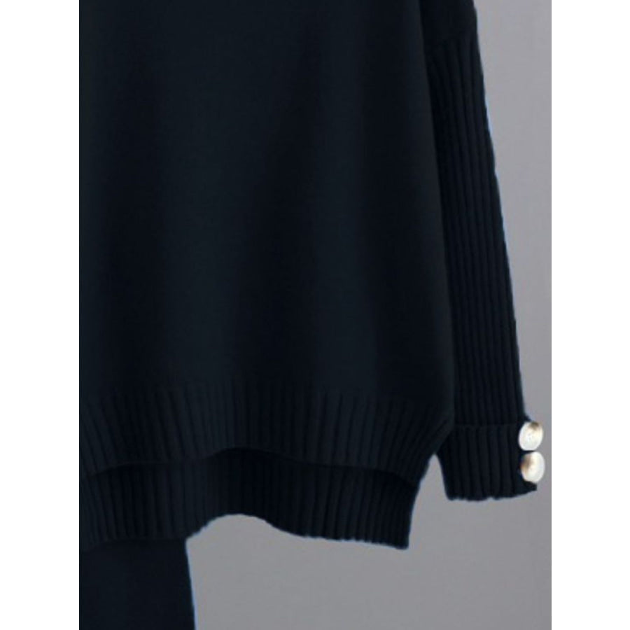 Basic Bae High- Low Turtleneck Long Sleeve Top and Pants Sweater Set Apparel and Accessories