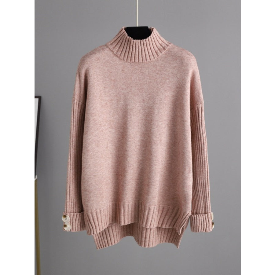 Basic Bae High- Low Turtleneck Long Sleeve Top and Pants Sweater Set Apparel and Accessories