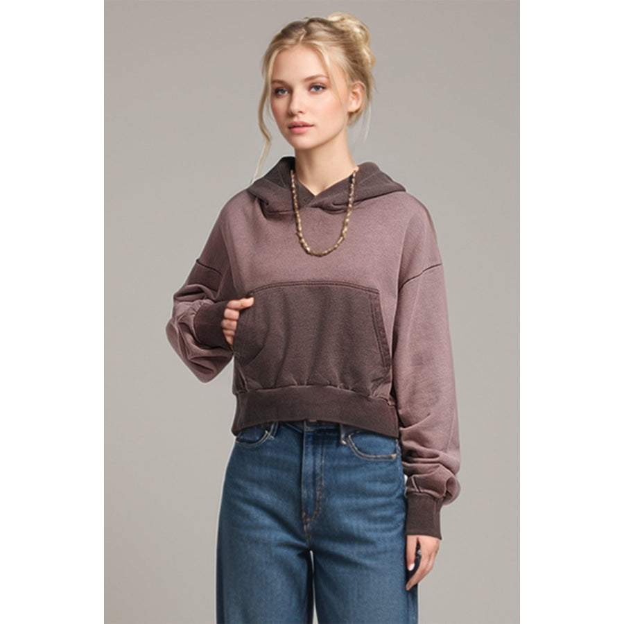 Basic Bae Kangaroo Pocket Long Sleeve Cropped Hoodie Apparel and Accessories