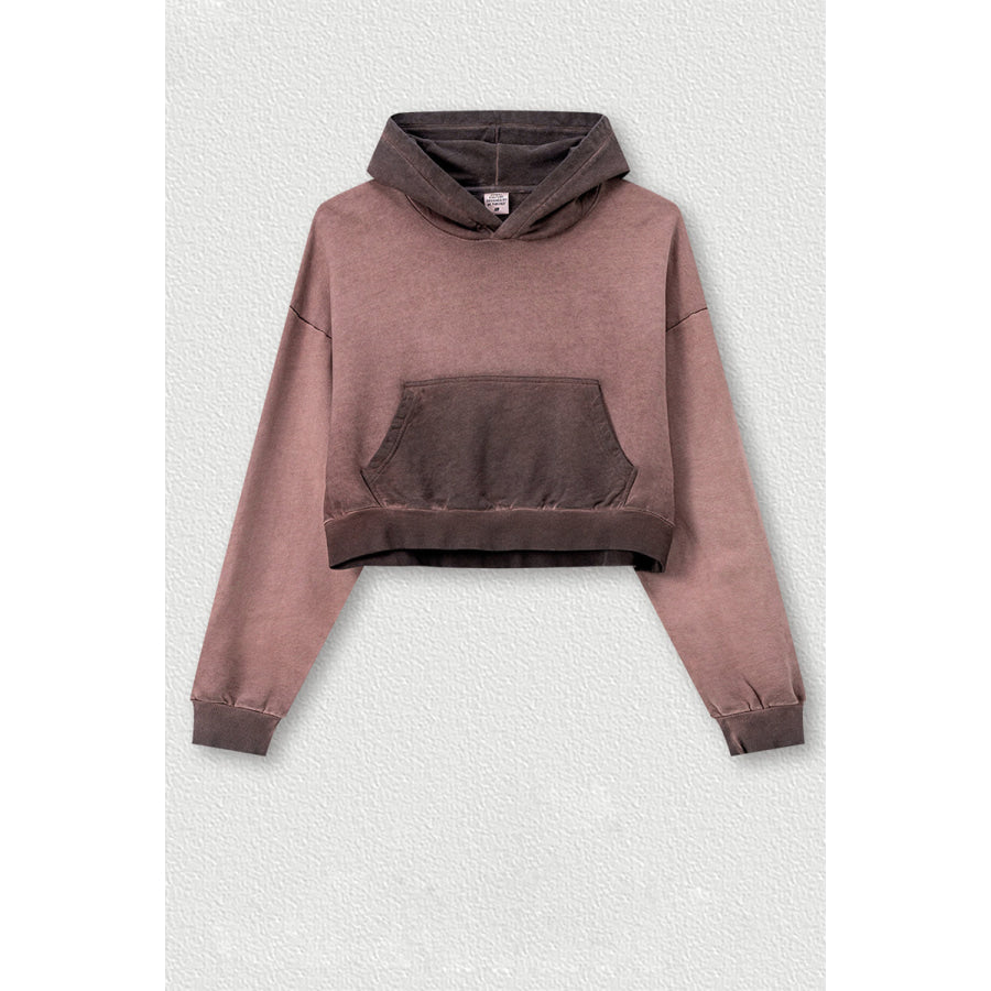 Basic Bae Kangaroo Pocket Long Sleeve Cropped Hoodie Apparel and Accessories