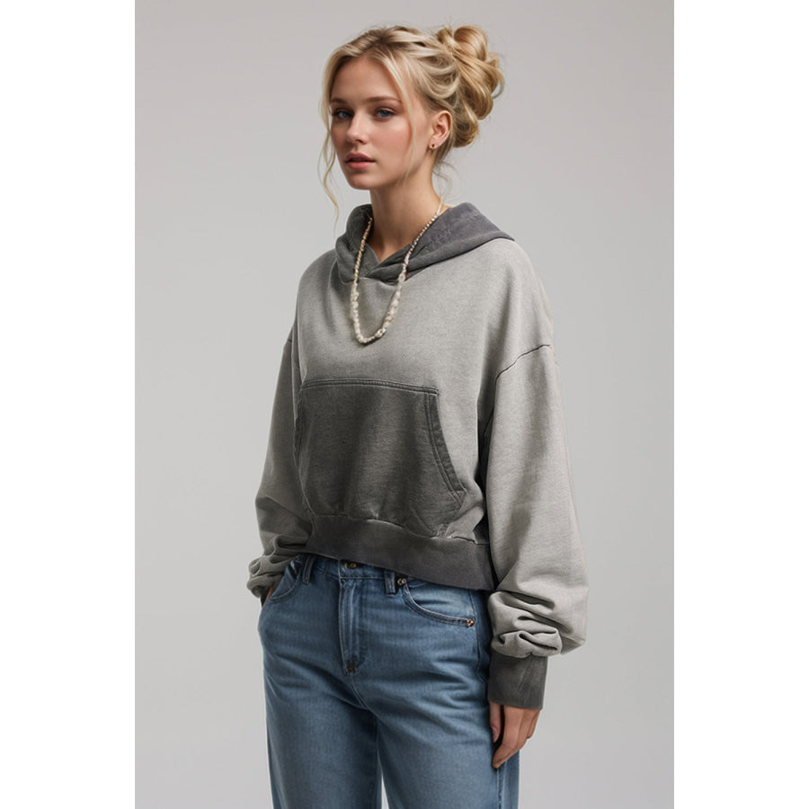 Basic Bae Kangaroo Pocket Long Sleeve Cropped Hoodie Apparel and Accessories