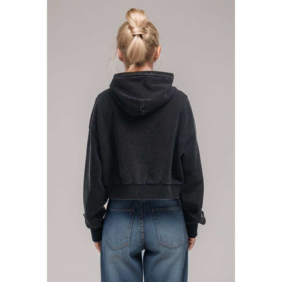 Basic Bae Kangaroo Pocket Long Sleeve Cropped Hoodie Apparel and Accessories