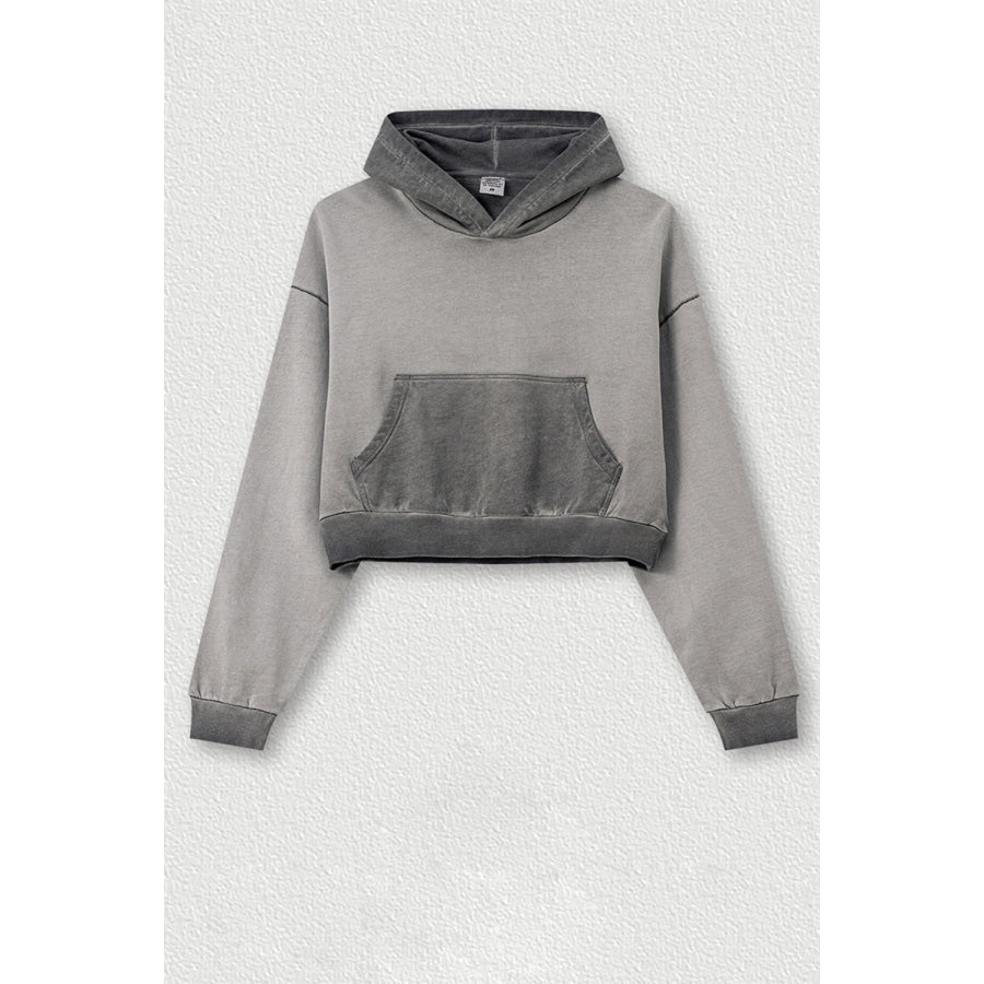 Basic Bae Kangaroo Pocket Long Sleeve Cropped Hoodie Apparel and Accessories