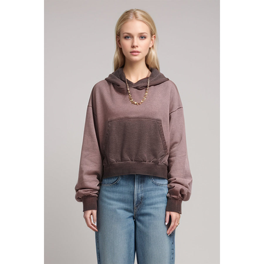 Basic Bae Kangaroo Pocket Long Sleeve Cropped Hoodie Apparel and Accessories