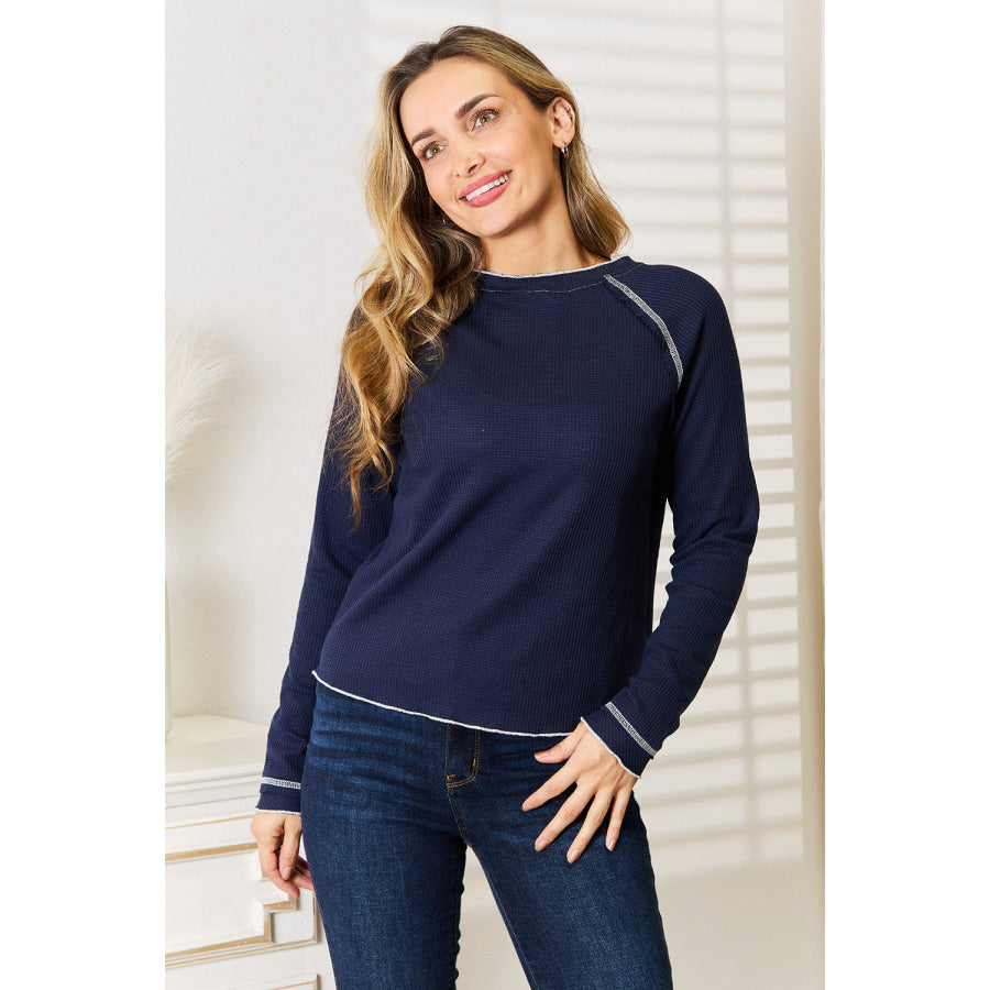 Basic Bae Long Raglan Sleeve Round Neck Top Apparel and Accessories