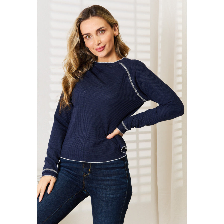 Basic Bae Long Raglan Sleeve Round Neck Top Apparel and Accessories