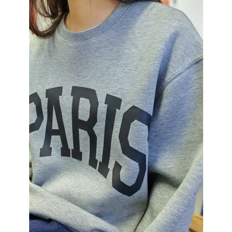 Basic Bae PARIS Round Neck Long Sleeve Air Scuba Sweatshirt Apparel and Accessories